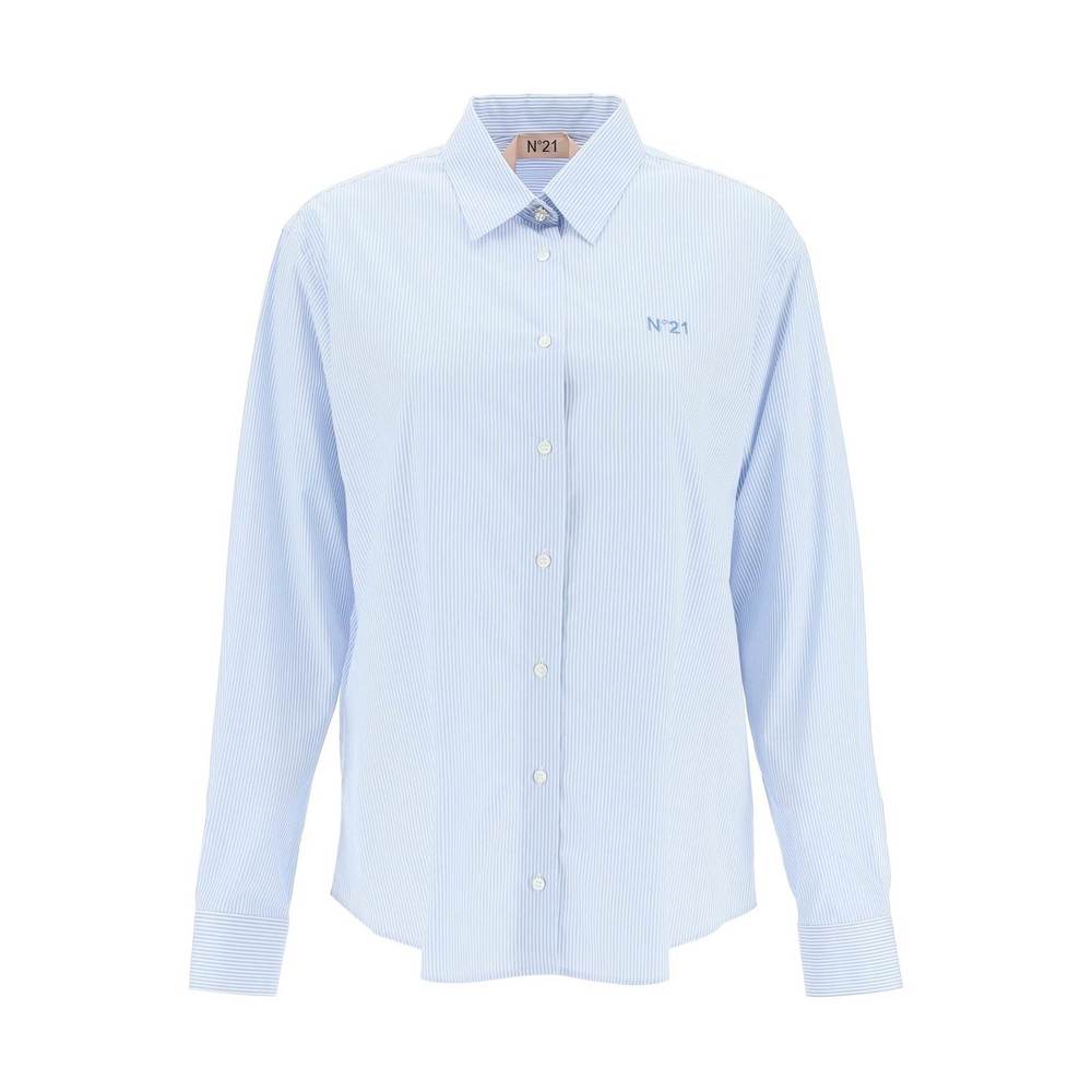 N21 striped shirt with jewel buttons